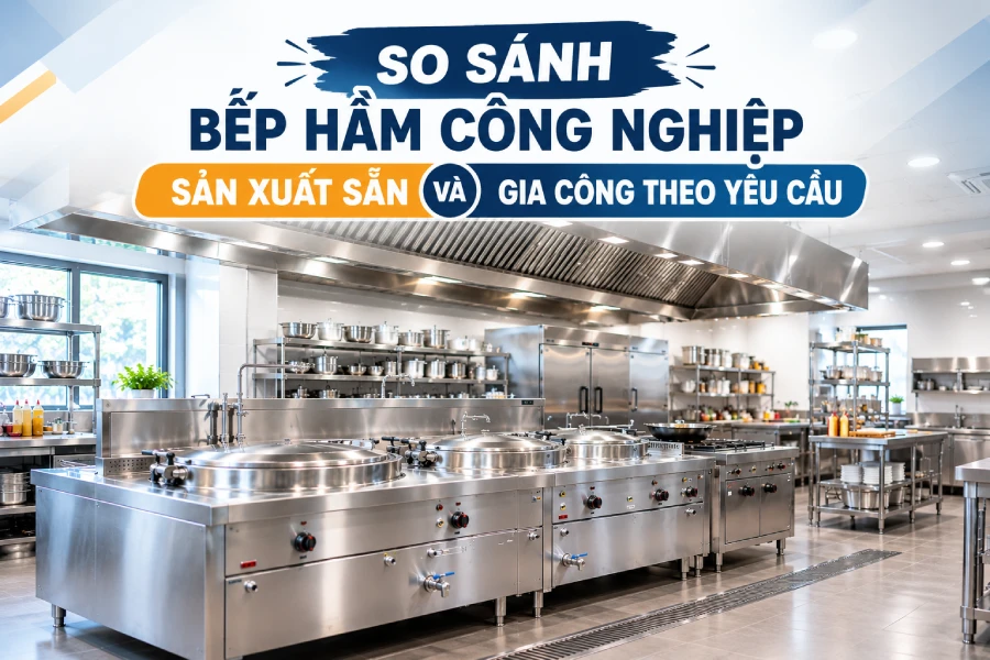 So sánh bếp hầm công nghiệp sản xuất sẵn và bếp gia công theo yêu cầu