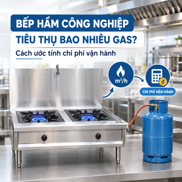 Bếp hầm công nghiệp tiêu thụ bao nhiêu gas
