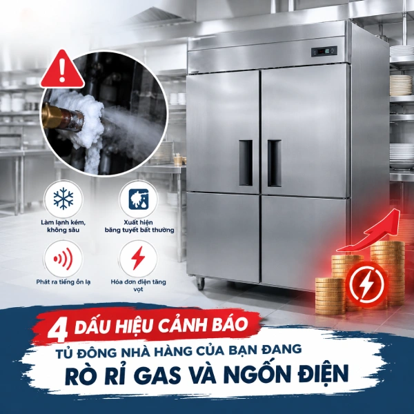 Dấu hiệu tủ đông nhà hàng rò rỉ gas