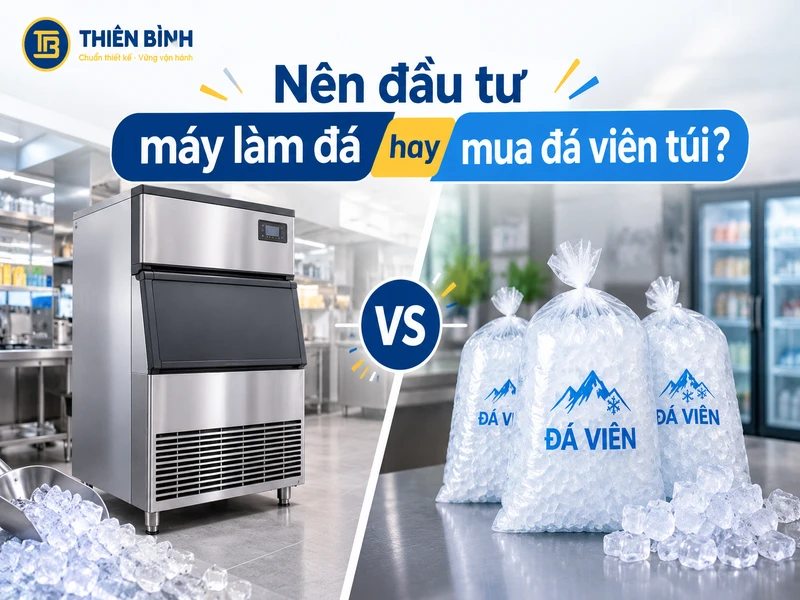 Nên đầu tư máy làm đá hay mua đá viên túi?