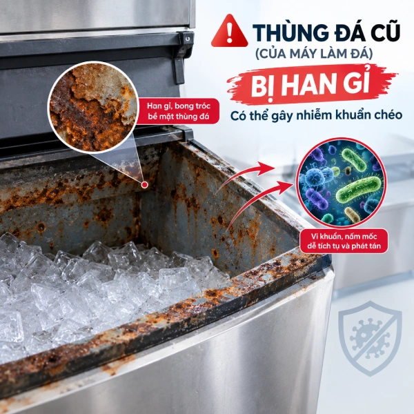 Rủi ro không an toàn từ thùng đá cũ
